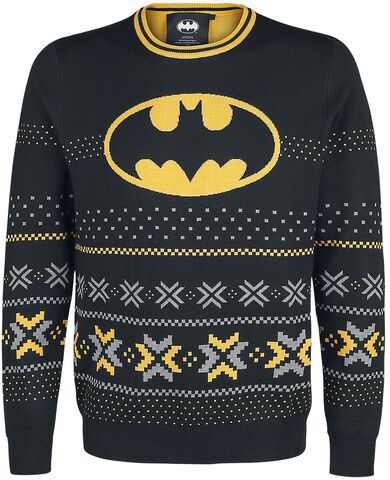 Sweat De Noel - Batman - Logo Classique Noir Et Jaune - Taille L